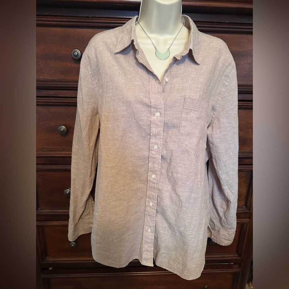 Women’s GAP Flax Linen Button-down Shirt Sz Large